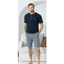 Kly Pijama Kly 9404 Midi Yaka Kareli Şort Pijama Takım