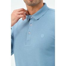 Msw Uzun Kollu Mavi Regular Erkek Polo Yaka T-Shirt