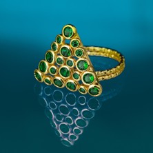 Flechazo Jewelry Yeşil Zirkon Taşlı Ayarlanabilir Yüzük