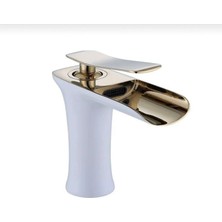 İsaoğlu Lavabo Bataryası Gold Beyaz Şelale Lavabo Musluğu Naturel Doğal Akışlı Lavabo Bataryası