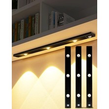 Rultech 3 Adet 40CM Sensörlü Şarjlı Taşınabilir Kablosuz Mıknatıslı LED Mutfak Giysi Dolabı Merdiven Aydınlatma Gece Lambası Işıldak