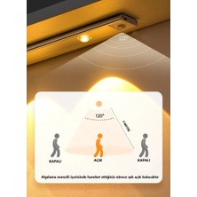 Rultech 40CM Sensörlü Şarjlı Taşınabilir Kablosuz LED Mutfak Giysi Dolabı Merdiven Aydınlatma Gece Lambası Işıldak