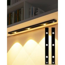 Rultech 2 Adet 40CM Sensörlü Şarjlı Taşınabilir Kablosuz Mıknatıslı LED Mutfak Giysi Dolabı Merdiven Aydınlatma Gece Lambası Işıldak