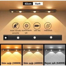 Rultech 2 Adet 40CM Sensörlü Şarjlı Taşınabilir Kablosuz Mıknatıslı LED Mutfak Giysi Dolabı Merdiven Aydınlatma Gece Lambası Işıldak
