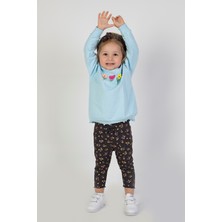 Harika Kids Kız Bebek Iki Iplik Kumaş Orta Kalınlıkta Nakışlı Bandana Dahil Örme Basic Eşofman Takımı