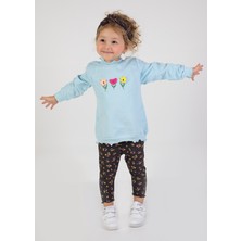 Harika Kids Kız Bebek Iki Iplik Kumaş Orta Kalınlıkta Nakışlı Bandana Dahil Örme Basic Eşofman Takımı