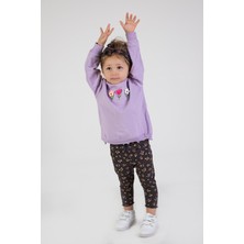 Harika Kids Kız Bebek Iki Iplik Kumaş Orta Kalınlıkta Nakışlı Bandana Dahil Örme Basic Eşofman Takımı