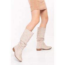 ARTI ARTI AYAKKABI ARTI-ARTI006-0144 Kadın Günlük Bej Binici Körüklü Çekme Çizme