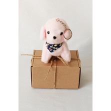 Dudu Kids Peluş Köpekli Anahtarlık - 12 cm - Fularlı - Pembe - Doğum Günü Hediyesi - Çanta Süsü - Oyuncak