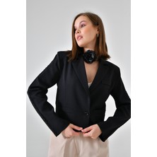 Saade Siyah Kol Detaylı Regular Blazer Ceket