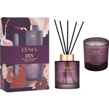 Cenes  Zen Reed Diffuser 200 ml + Candle 200 G Gift Set/ Çubuklu Oda Kokusu+Mum Hediye Seti