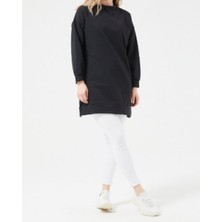 Zy Plus Siyah Sıfır Yaka Tunik Sweatshirt