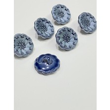 Karan Tuhafiye Italyan Model Hırka Yelek Düğmesi Takımı 6'lı Set Indigo 1,5 cm