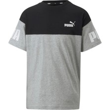 Puma Düz Gri Erkek T-Shirt 67009704 Puma Power Colorblock Tee