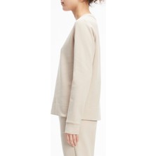 Calvin Klein Bisiklet Yaka Düz Bej Kadın Sweatshırt K20K205453PBP