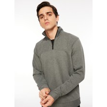 Fabrika Comfort Bato Yaka Düz Gri Melanj Erkek Sweatshırt FC3WM-SWT327