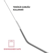 Mevafa Çelik Pipet Paslanmaz Çelik Metal Meşrubat Pipeti ve Pipet Temizleme Fırçası Seti 5 Parça