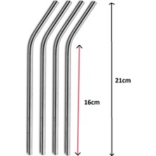 Mevafa Çelik Pipet Paslanmaz Çelik Metal Meşrubat Pipeti ve Pipet Temizleme Fırçası Seti 5 Parça