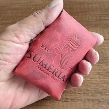 Sumerian Wallet Minimalist Deri Kartlık Kırmızı (Anahtarlık Hediye)