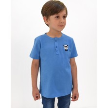 Luess Erkek Çocuk Nakış Detaylı Hakim Yaka Tshirt