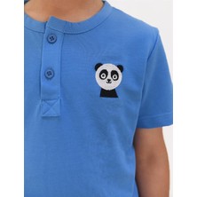 Luess Erkek Çocuk Nakış Detaylı Hakim Yaka Tshirt