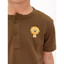 Luess Erkek Çocuk Nakış Detaylı Hakim Yaka Tshirt