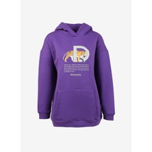 Discovery Expedition Mor Kadın Kapüşonlu Baskılı Sweatshirt D3WL-SWT25
