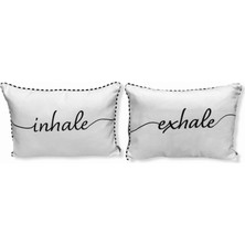 Jwk Home Inhale & Exhale Baskılı Biyeli Kırlent Kılıf Takım (35X50 - 35X50)