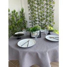 Decamor Home Keten Dokulu Dertsiz Füme Yuvarlak Masa Örtüsü