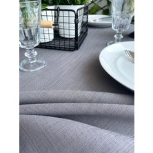 Decamor Home Keten Dokulu Dertsiz Füme Yuvarlak Masa Örtüsü