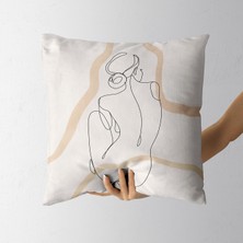 Jwk Home Nü 3 Kadın Çizgisel Özel Tasarım Çift Taraflı Kırlent Kılıfı (45X45)
