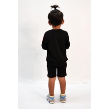 Luess Erkek Çocuk Şerit Detaylı Siyah Alt-Üst Takım