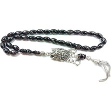 İskeçe Tesbih Kurt Başlı Alman Gümüş Püskül Kombinli 925 Ayar Gümüş Çakım Yusur (Deniz Mercanı)  NO:3382