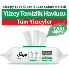 Sleepy Easy Clean Beyaz Sabun Katkılı Yüzey Temizlik Havlusu 12X100 (1200 Yaprak)