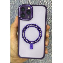 Deilmi Apple iPhone 15 Pro Max Uyumlu Buzlu Magsafe Unix Parlak Çerçeve Tam Kamera Koruma Silikon Arka Kapak Kılıf