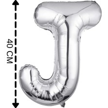 Tinky Winky Folyo Balon J Harfi Helyum Balon 40 cm Gümüş Renk