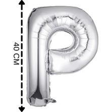Tinky Winky Folyo Balon P Harfi Helyum Balon 40 cm Gümüş Renk