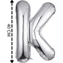 Tinky Winky Folyo Balon K Harfi Helyum Balon 40 cm Gümüş Renk