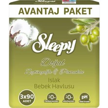 Sleepy Pamuk Zeytin Zeytinyağlı Islak Havlu 90 Yaprak 3'lü Paket 12 Adet