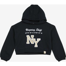 Caterpillar Lacivert Kız Çocuk Bisiklet Yaka Oversize Baskılı Sweatshirt C3WG-SWT108