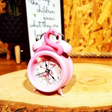 Hediye Sandalı Flamingo 3D Işıklı Alarmlı Pilli 11 cm Masa Çalar Saati