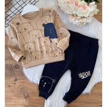 Miniğimin Cicileri Minigimin Cicileri Hello Ayılar Penye Takım - Kahverengi Açık