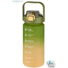 Vagonlife 1500ML -Yenilenen Renkler- Pipetli/pipetsiz Kullanım Çift Renk Softtouch Motivasyon Matarası Çıkartma Hediyeli