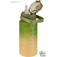 Vagonlife 1500ML -Yenilenen Renkler- Pipetli/pipetsiz Kullanım Çift Renk Softtouch Motivasyon Matarası Çıkartma Hediyeli