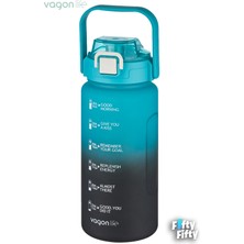 Vagonlife 1500ML -Yenilenen Renkler- Pipetli/pipetsiz Kullanım Çift Renk Softtouch Motivasyon Matarası Çıkartma Hediyeli