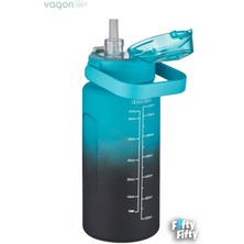 Vagonlife 1500ML -Yenilenen Renkler- Pipetli/pipetsiz Kullanım Çift Renk Softtouch Motivasyon Matarası Çıkartma Hediyeli