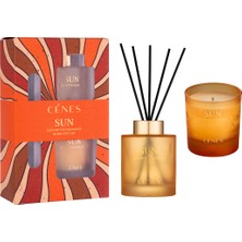 Cenes  Sun Reed Diffuser 200 ml + Candle 200 G Gift Set- Çubuklu Oda Kokusu+Mum Hediye Seti