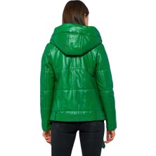 Basic & More Kadın Kapüşonlu Şişme  Deri Ceket - Elle