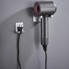 Three Beans Saç Kurutma Makinesi Depolama Tutucu Banyo Duvar Montaj Fiş Kanca Alüminyum Tutucu Banyo Organizatör | Banyo Rafları (Yurt Dışından)