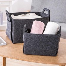 Three Beans Katlanır Keçe Depolama Sepeti Kolu ile Sundries Organizatör Kutusu Ev Giysileri Havlu Çamaşır Sepeti | Katlanabilir Saklama Torbaları (Yurt Dışından)